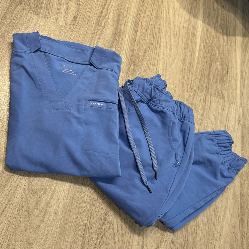 Jaanuu Women's Scrub Set in Periwinkle Blue